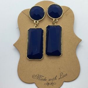 Blue earrings, Big & bold...love the Look...xo